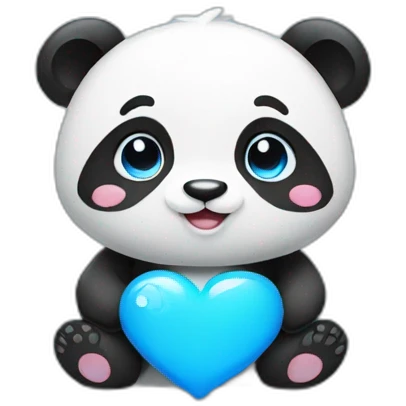 cute panda with blue hearts emoji