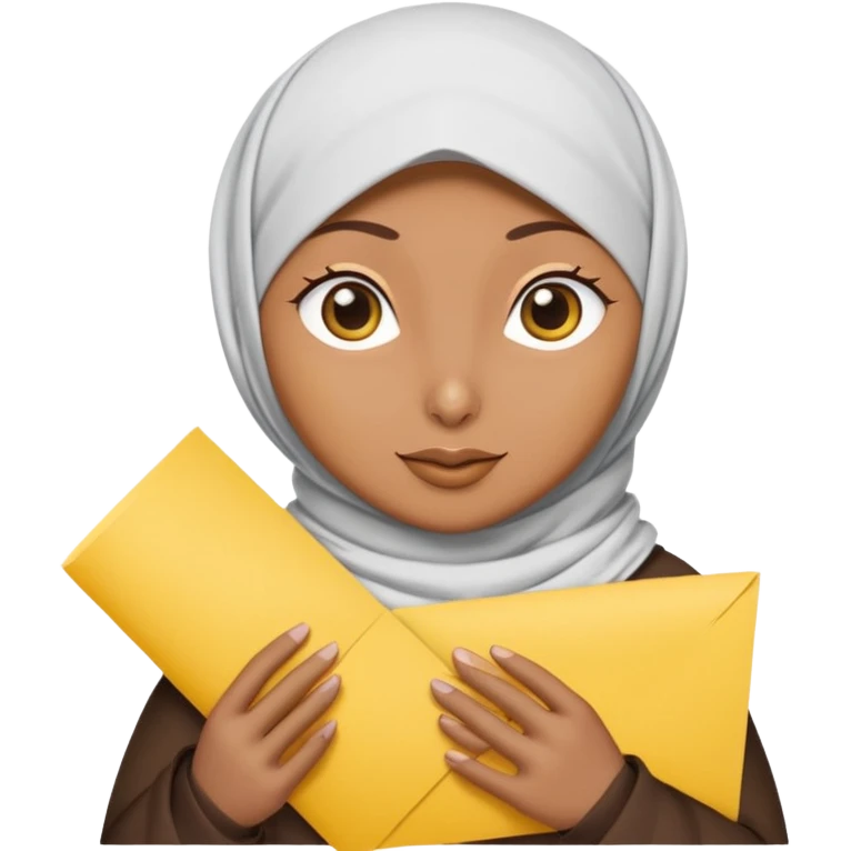turkey bird wearing a hijab holding a yellow paper emoji