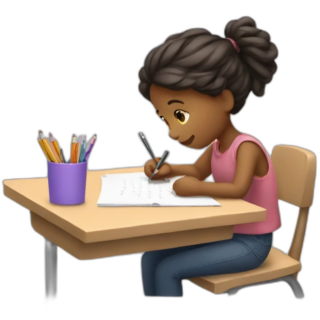 a girl writes on a 📝 emoji