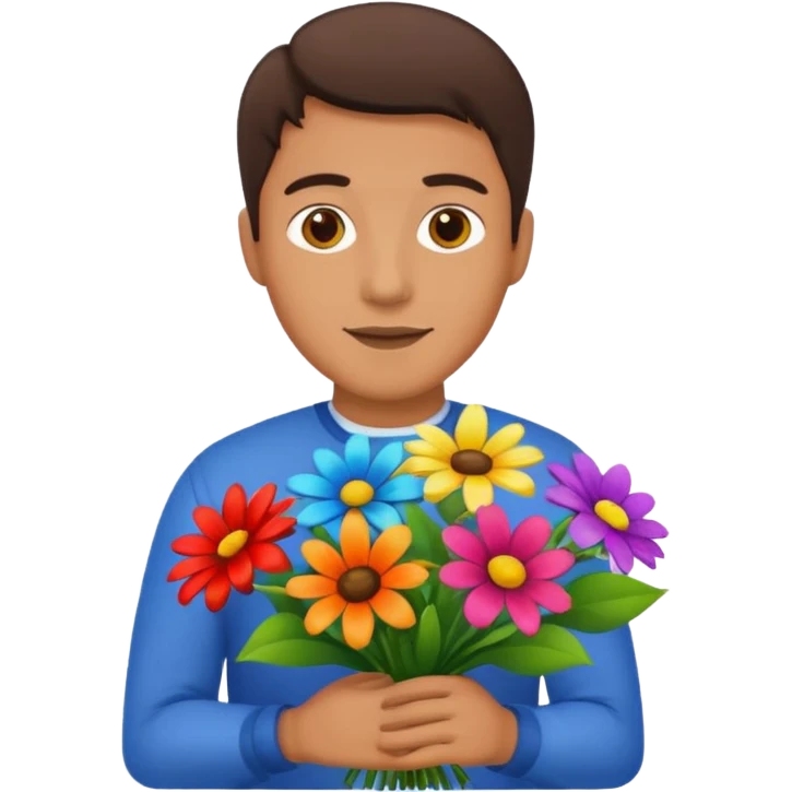 Man with holding flowers emoji