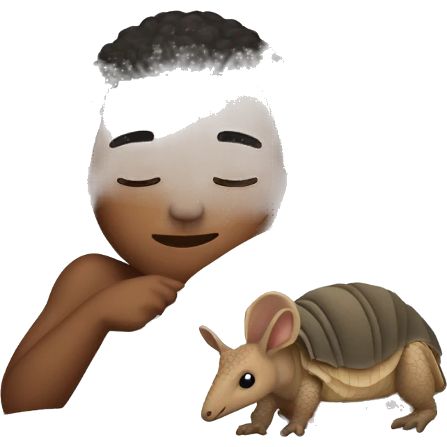 Boy in bed sleeping with an armadillo  emoji