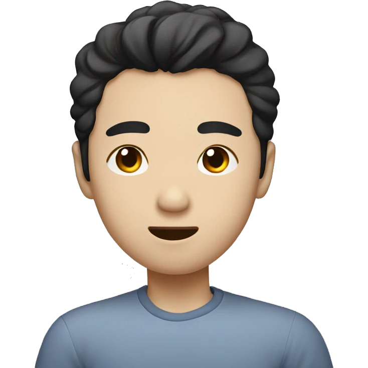 Korean man with black hair blows a kiss emoji