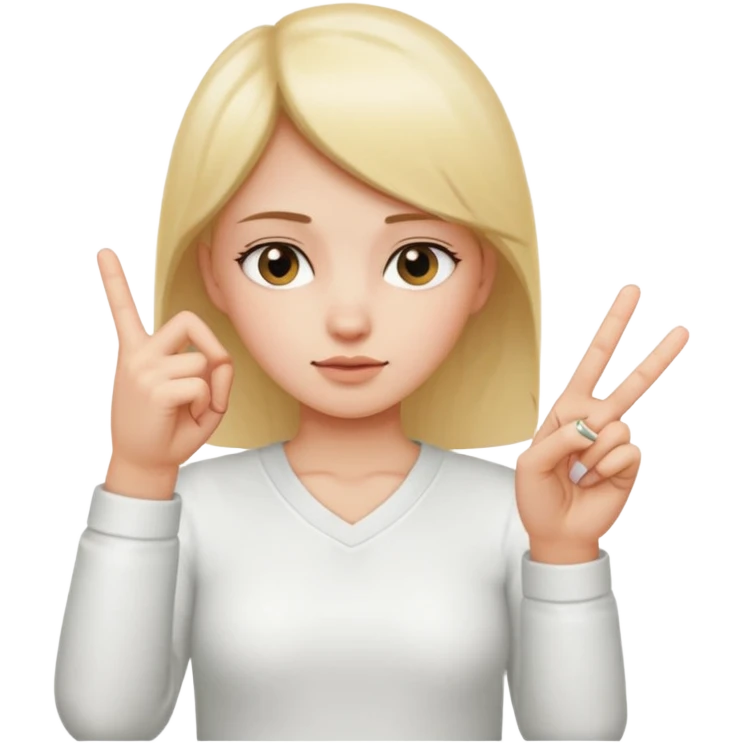 girl naked making a hand gesture showing that something is small: thumb and middle finger close together, other fingers closed emoji