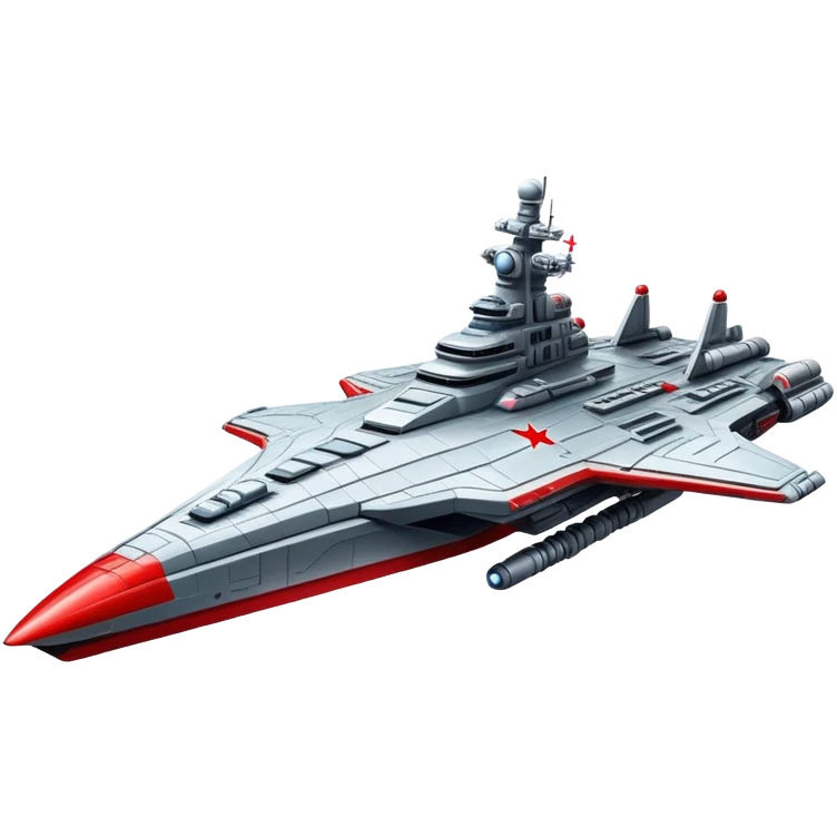 Futuristic Russian battle cruiser spaceship with red star insignia emoji