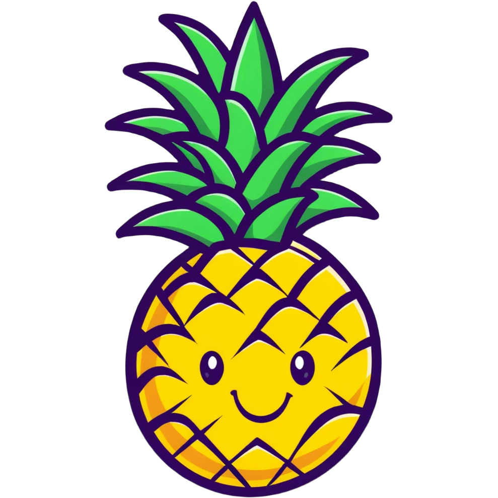 cute pineapple with smiling face emoji