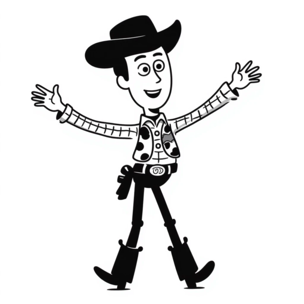 Woody from Toy Story notion style hand drawn doodle emoji