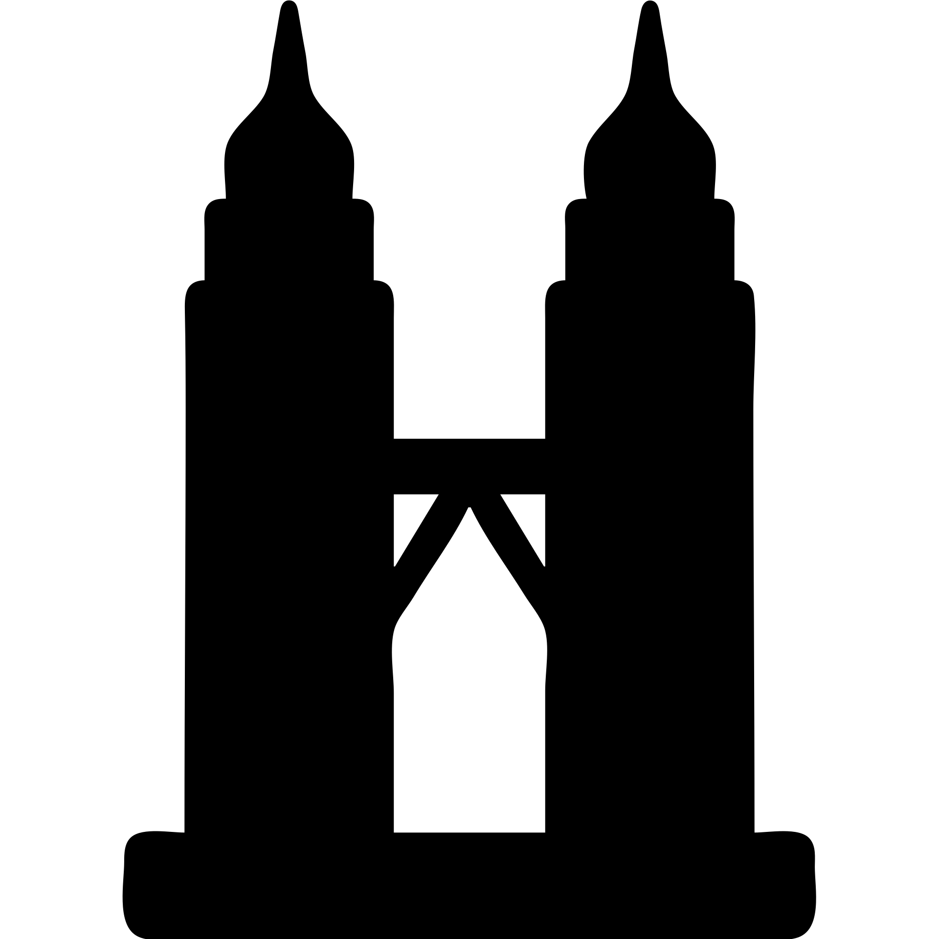solid filled icon of the Petronas Towers with a slight perspective, suitable for slides emoji