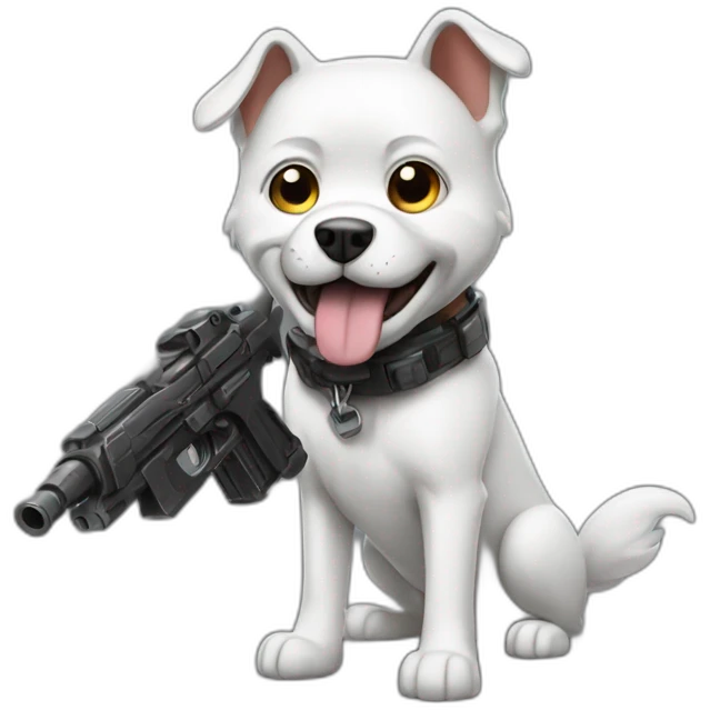 made an action movie dog with guns emoji
