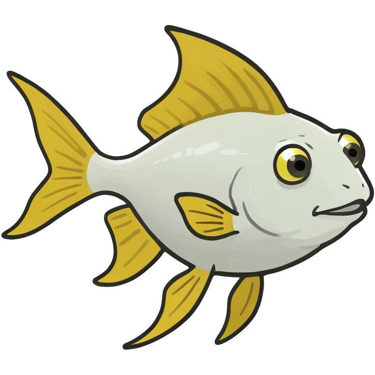 white and slightly gold sea fish with yell tipped fins emoji