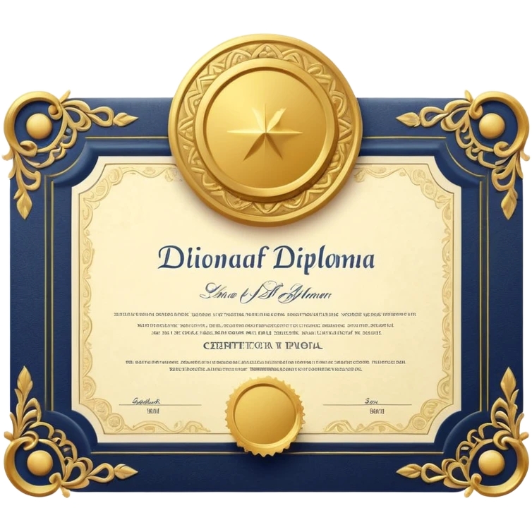flat diploma certificate with a gold seal emoji