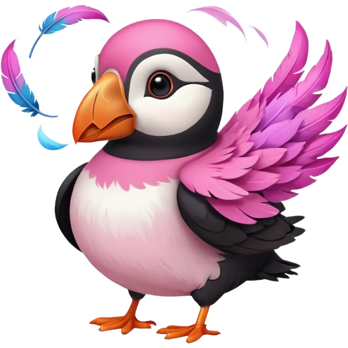 pink puffin blowing wind emoji