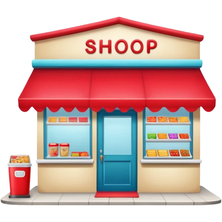 small snack shop, front facing emoji