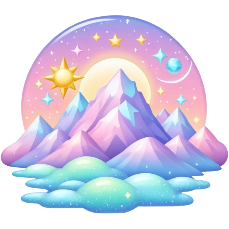 Pastel divine celestial glistening glossy shiny glittery scenery  emoji