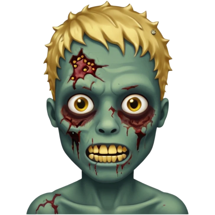 Quero um zumbi com a pele negra,com machucados no rosto (poucos) com dentes de ouro,com cabelos curtos ondulado, igual de iPhone  emoji