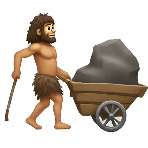 caveman pulling cart on back emoji