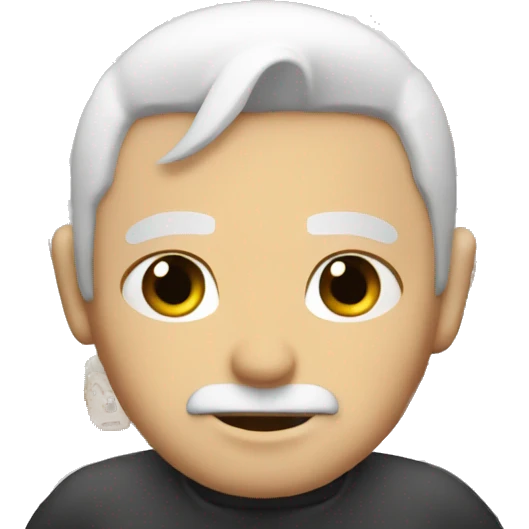 Big white man with white hair and a mini ponytail.  emoji