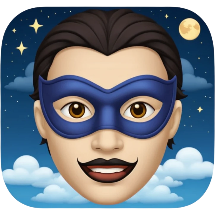 half-man-half-mask dark eyes dark mouth sky emoji