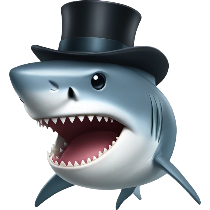 Shark with a top hat emoji