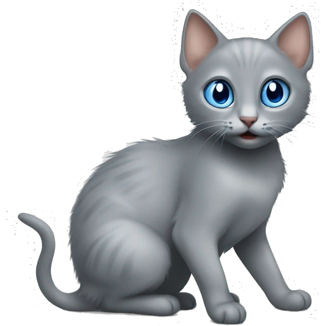 grey kitten blue eyes hunts cockroach emoji