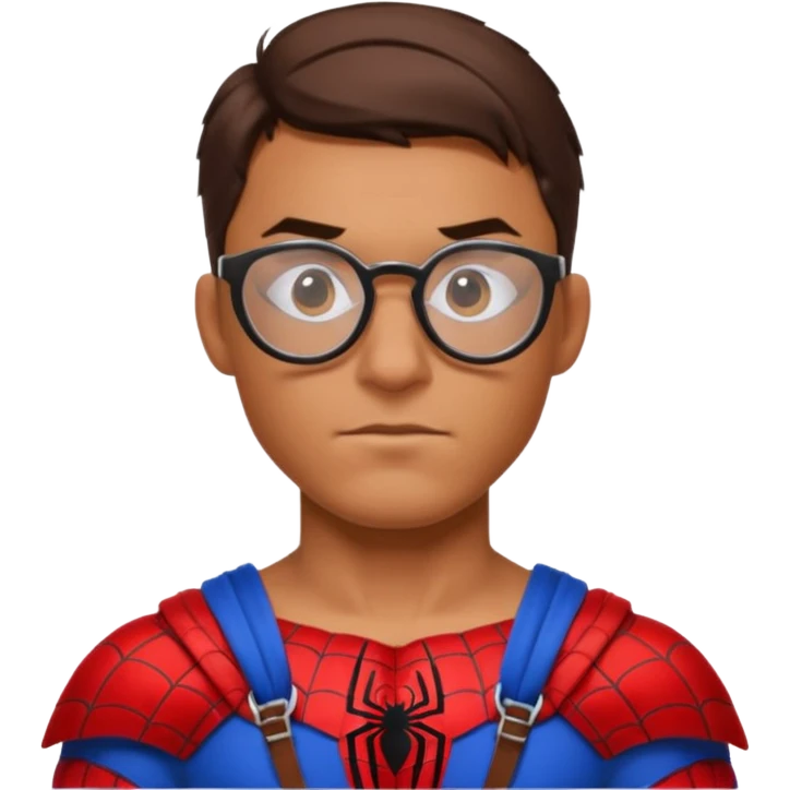 Spiderman, wearing gladiator cloth, big round glassed emoji