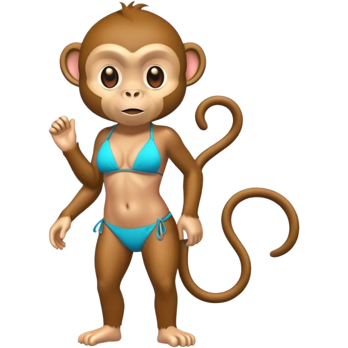 monkey in a tigjt bikini emoji