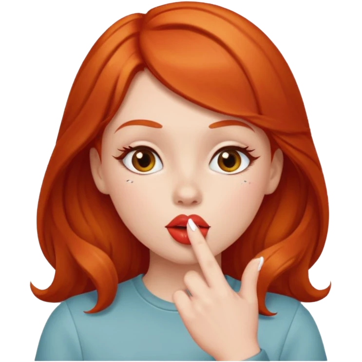 red headed girl blowing kisses emoji
