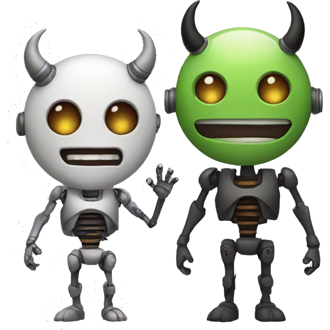 Half demon and half robot is happy emoji