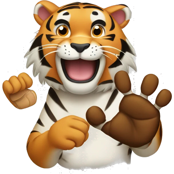 Tiger holding up paw emoji