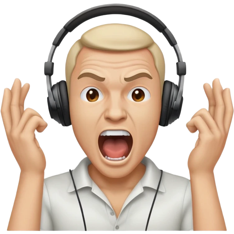 bold guy with headphones screaming emoji