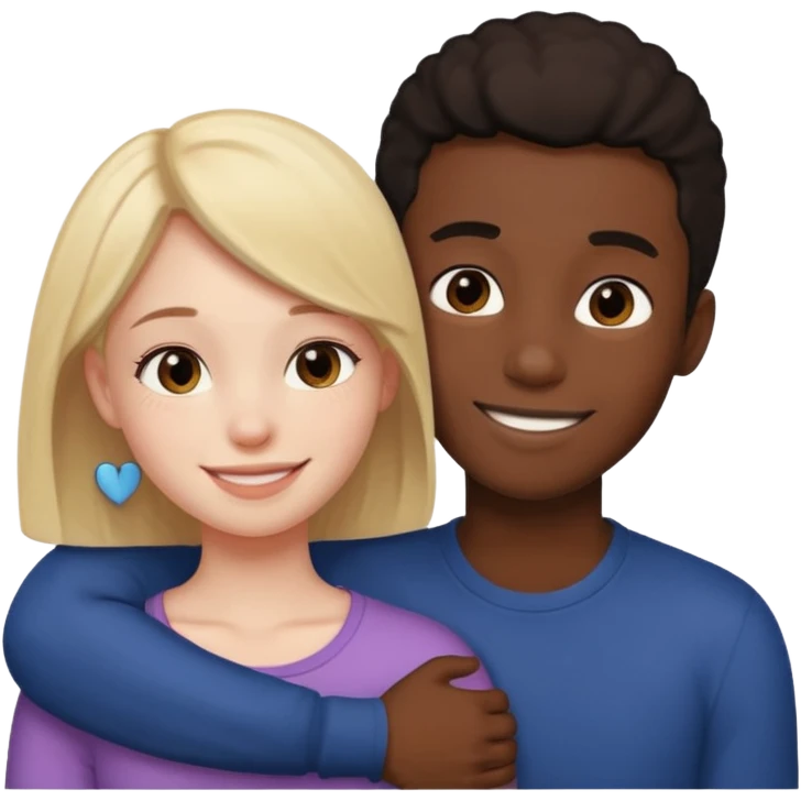 Fille embrassement un garçon noir emoji