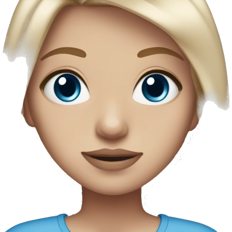 Girl with blue eyes, dirty blonde hair, pale-ish tan skin, pink lips straight-ish hair  emoji