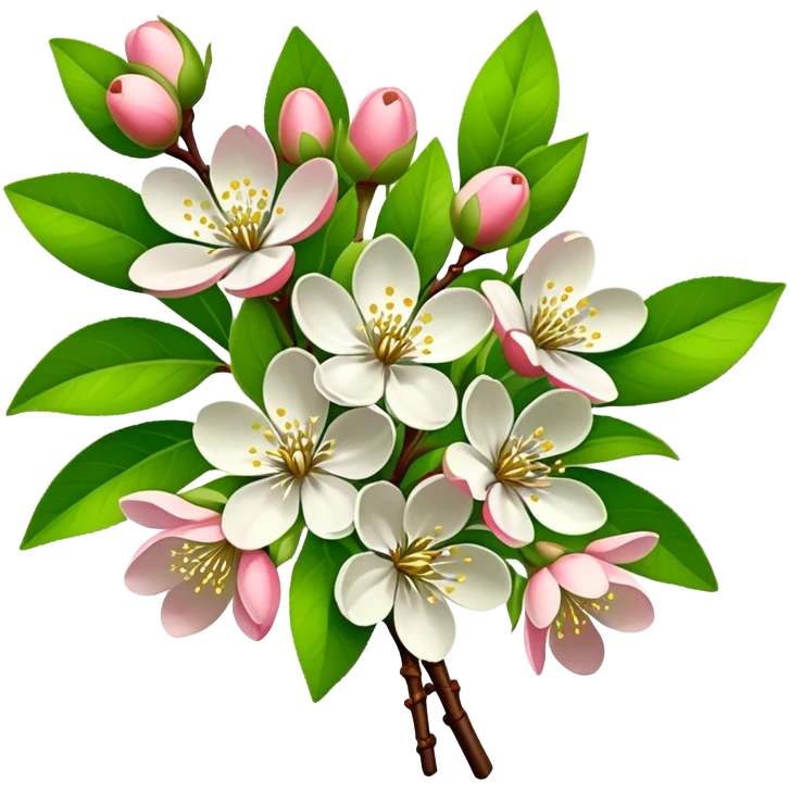 bouquet Apple blossom, luxuriant, stem, leaf, bud emoji