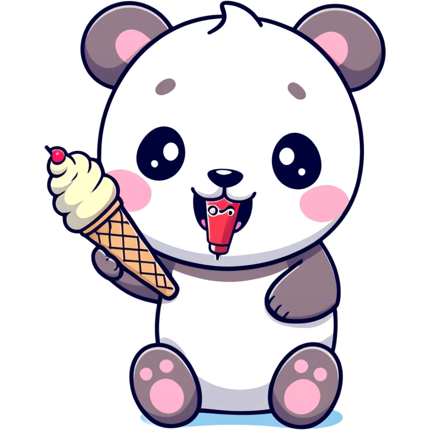 Panda eating ice cream emoji