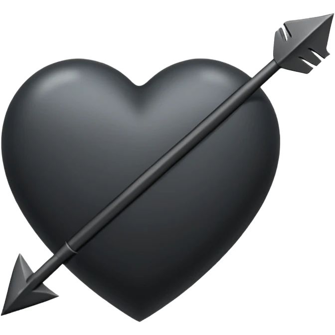 Black heart with cross arrow. Don't use red colour . Use normal Arrow which goes from one side and come out of other . Don't use fancy arrow. Make it that it goes from bottom right to come on top left. Don't use red colour. Use only one arrow 💘 emoji