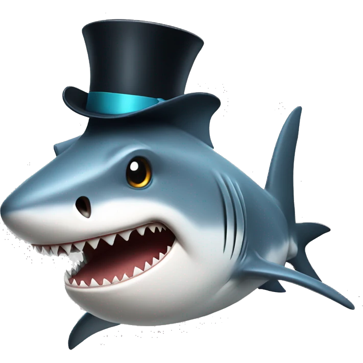 Shark with a top hat emoji