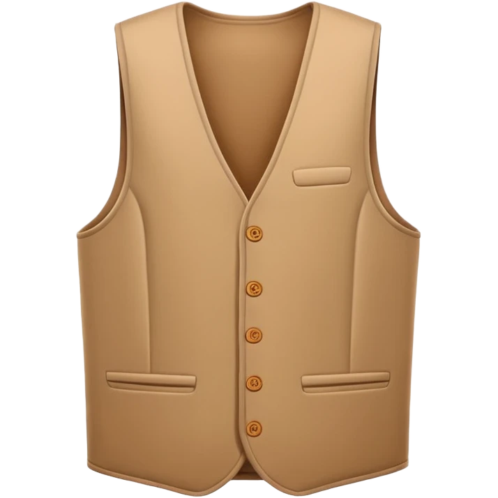 A 3D Apple-style emoji of a simple sleeveless vest (yelek), front view, minimal and clean design, soft fabric texture, neutral colors, cartoon-like and cute style emoji