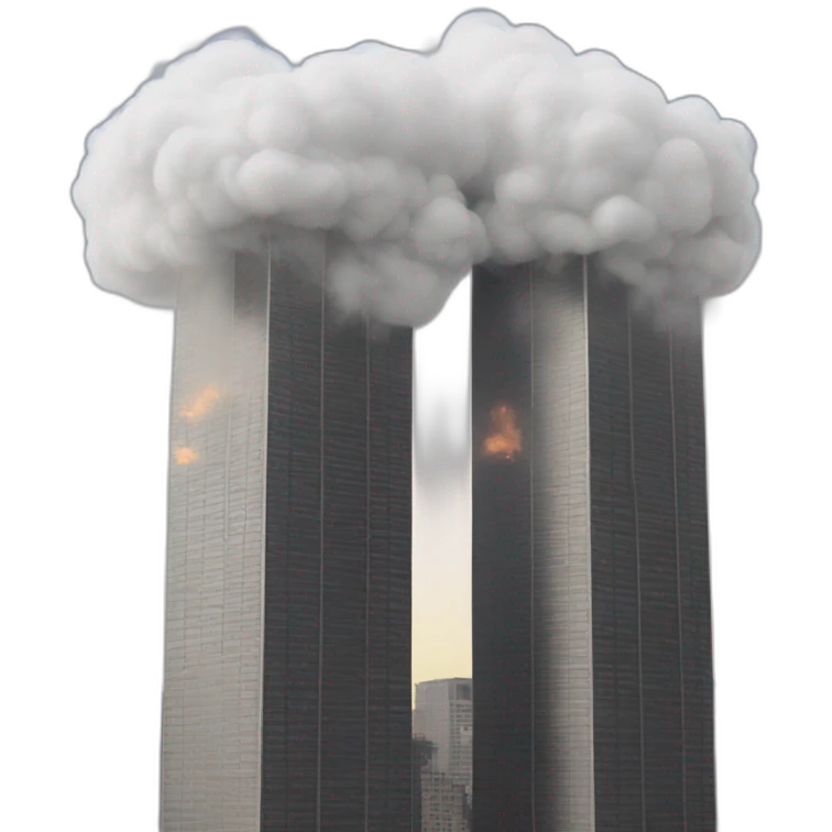 Twin towers with smoke emoji