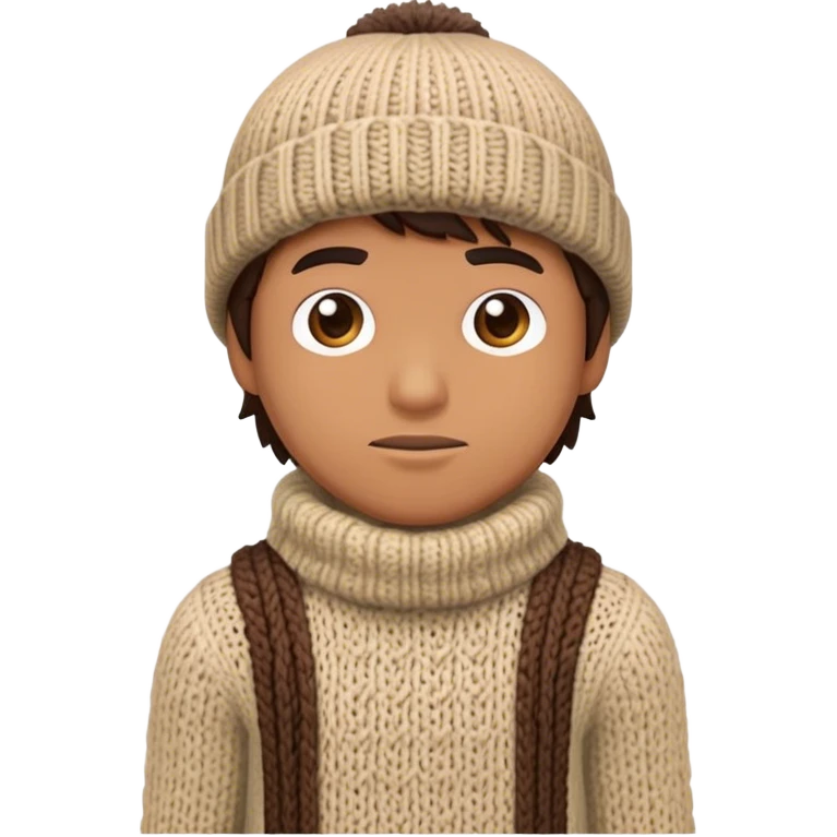 man in wither outfit and knited hat full scale standing emoji