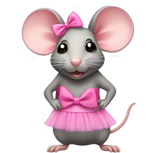 Rat wearing tutu with a pink bow on his head emoji