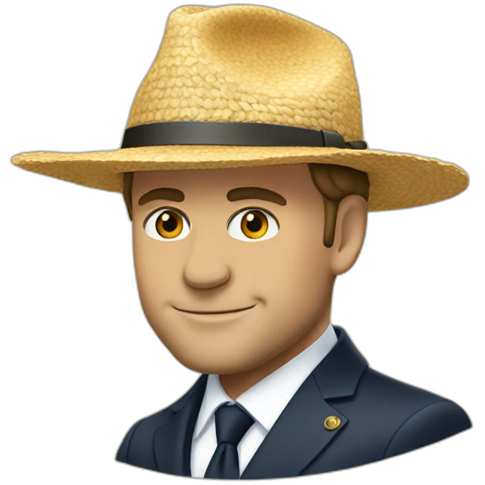 macron wearing wheat hat emoji