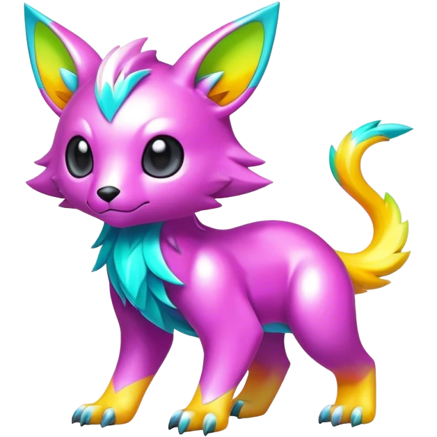 Cute cool shiny brightly fresh colors colorful fantasy animal hybrid Fakemon full body emoji