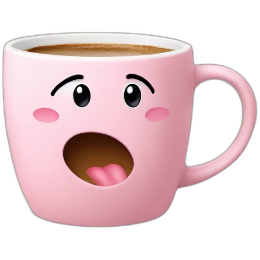 Hot coffee in a light pink matte mug emoji