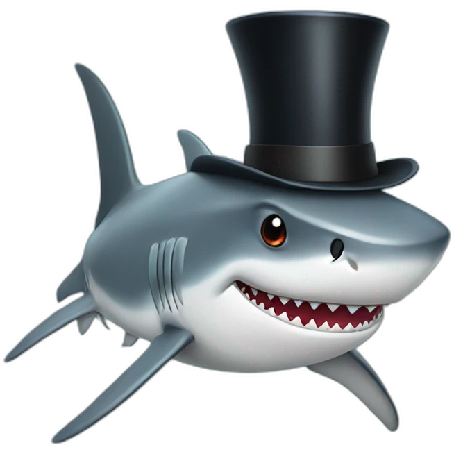 Shark with a top hat emoji
