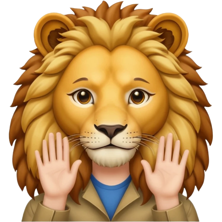 put your hands behind the lion's ear emoji