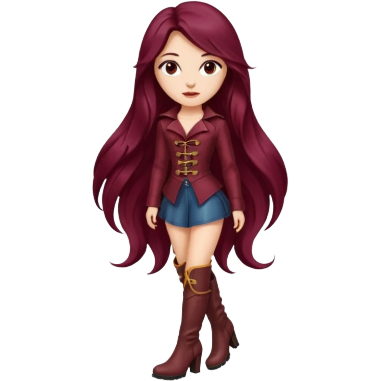 seductive woman with knee high heel burgundy boots emoji
