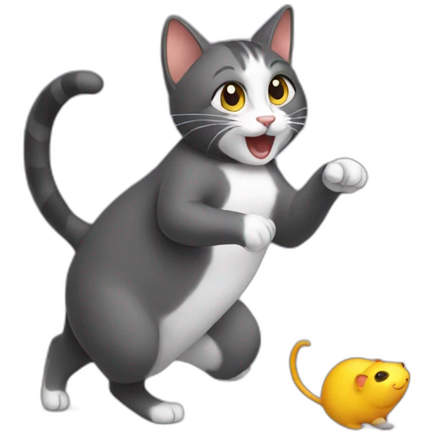 a cat slowdancing with a mouse emoji