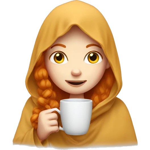 A ginger girl wearing an oodie drinking tea emoji