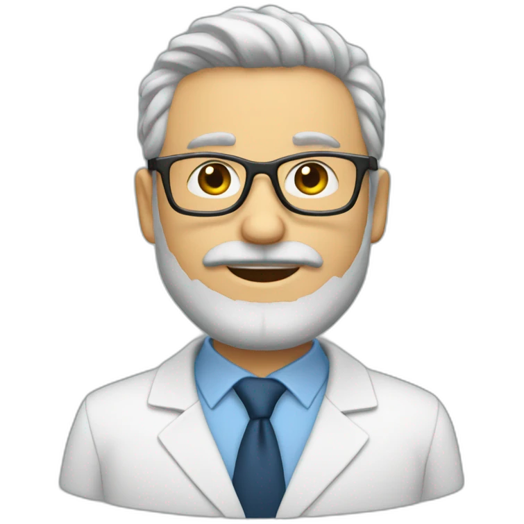 Profesor con pelo moreno, barba y gafas emoji