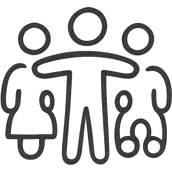 Google Material Design icon for 'Accessibility / Inclusion' showing a universal access symbol or diverse group of people emoji