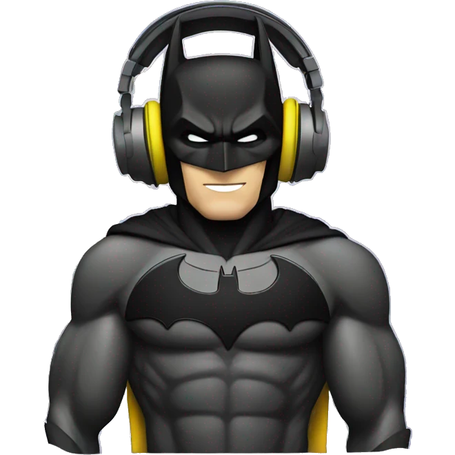 Dj Batman using headphones emoji